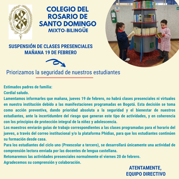 PopupSuspensión clases 19 de febrero 2026